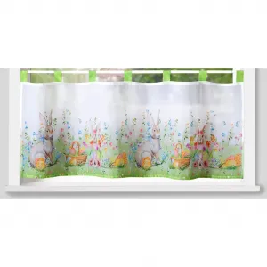 Шторка Krümel с петлями 1 шт., стиль бистро, вуаль, Пасха, полупрозрачная, размеры ВxШ 45x120 см, гардина, тюль Weckbrodt, Multi