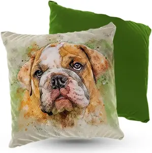 Подушка велюровая Английский бульдог 40х40 см, декоративная с наполнителем, для гостиной, спальни или в подарок 5made