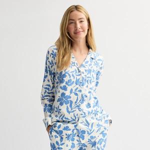 Женская пижамная рубашка oversize с V-образным вырезом Sonoma Goods For Life, цвет blue flower