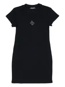 Платье в рубчик с логотипом Dsquared2 Kids, черный