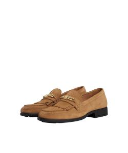 Лоферы из замши с бахромой