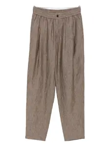 Плиссированные брюки на эластичном поясе Giorgio Armani, коричневый