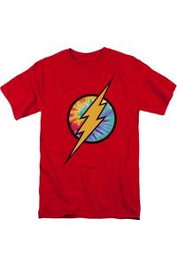 Футболка с коротким рукавом и логотипом DC Comics Flash Tie Dye Flash для взрослых Gildan, красный