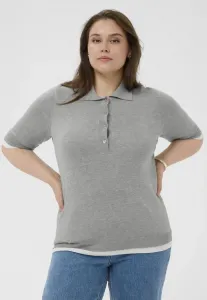 Контрастная рубашка-поло kclizzy Kaffe Curve, Grey Melange