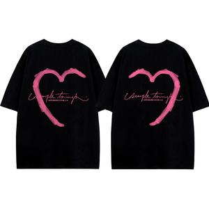 Футболка унисекс без принта, черно-белое сердце, 2 шт