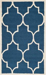 Ковер SAFAVIEH, 61 x 92 см, Cambridge Collection, Navy & Ivory, ручной работы марокканский узор Trellis из шерсти, идеально для помещений с высокой проходимостью: прихожая, гостиная, спальня (CAM134G)