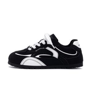 HUANQIU Кроссовки для скейтбординга Niche Racing Suede Coverage Abrasion Resistant low top, женские, черно-белые