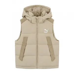 Пуховая жилетка Sportstyle Series с капюшоном песочный хаки детский PUMA, светло-коричневый хаки