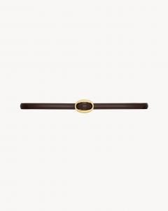 Тонкий ремень из гладкой кожи с овальной пряжкой SAINT LAURENT, коричневый