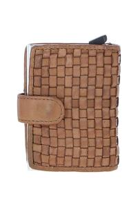 Чехол-кошелек для карточек 'La Perfetto' из металла и плетеной кожи Ashwood Leather, коричневый