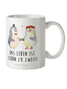 Детская кружка "Пингвин на свадьбу" с надписью в белом цвете Mr. & Mrs. Panda