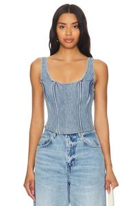 Корсетный топ из денима с круглым вырезом Weworewhat, синий