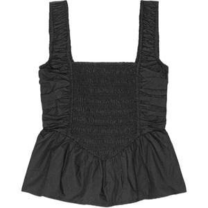 Поплиновая блузка на бретелях Smock Strap Top GANNI, черный