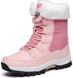 Женские водонепроницаемые зимние ботинки для снега, ортопедические, легкие, с теплой подкладкой из искусственного меха, противоскользящие, средние по голенище, удобные для прогулок и походов на открытом воздухе Generic, Pink - D