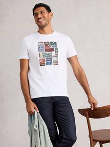 Abersoch хлопковая футболка Regular Fit с коротким рукавом и принтом White Stuff, White