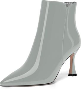 Женские ботильоны MERRORI на высоком каблуке 3,3 дюйма с заостренным носком, вечерние, с молнией и глянцевой отделкой