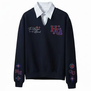 Свитшот Unisex V-образный вырез утолщенный Regular HUANQIU, темно-синий