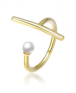 Асимметричное открытое кольцо с жемчугом, покрытое 14-каратным золотом Rachel Glauber, gold