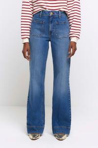 Джинсы с передним карманом и широкими штанинами с завышенной талией River Island, синий