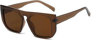 Модные квадратные солнцезащитные очки для женщин в стиле ретро, ​​желто-синие, с защитой от УФ-излучения UV400, для мужчин, трендовые солнцезащитные очки с леопардовым принтом 13179 Melrose, Brown