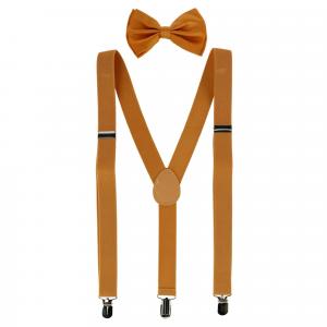 Мужской однотонный модный цветной комплект из галстука-бабочки и подтяжек CTM, цвет mustard