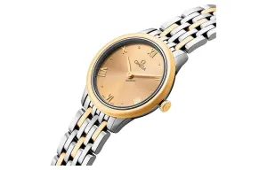 OMEGA Disc Fly Collection Elegant Quartz Movement 30m Water Resistance Women's Watch 27.5mm Gold Dial