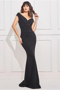 Плиссированное платье макси Bardot Goddiva, черный