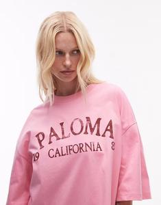 Футболка-рубашка Paloma с принтом Topshop, свободного кроя, розового цвета