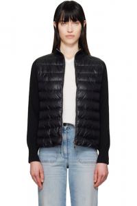 Черная шерстяная куртка-пуховик на молнии Moncler