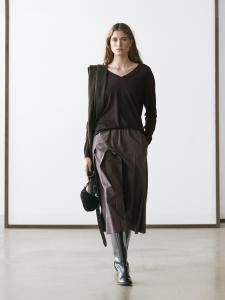 Вязаный свитер оверсайз с V-образным вырезом Massimo Dutti, brown