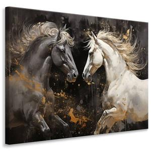 Картина на холсте Muralo PFERDE Tiere Abstraktion, 90x60x60 см цвет beige/schwarz/grau/weiß