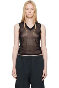 Эластичный джерси сетчатый топ Mm6 Maison Margiela, черный