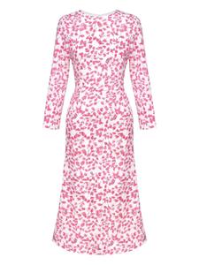 POST MERIDIEM платье миди с цветочным принтом и длинными рукавами, розовый