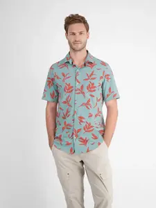 Рубашка с короткими рукавами LERROS "Рубашка с короткими рукавами LERROS с цветочным принтом", синий