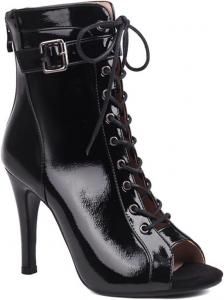 Женские ботильоны JXUZY для джаза, танго и бальных танцев с открытым носком, шнуровкой и пряжкой, обувь для выпускного Generic, D327-Black-B