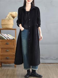 Вельветовое платье-рубашка. Женское платье Doux Belle, цвет Black