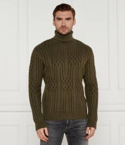 Свитер мужской Guess Jeans с узором вязаный, зеленый