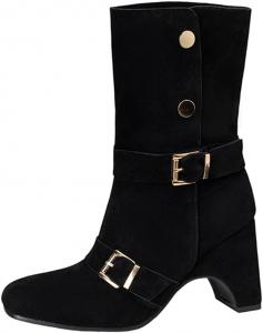 Женские сапоги средней длины с пряжкой LYYSKY. Пожалуйста, ознакомьтесь с таблицей размеров и описанием товара. Размеры: США 2-15 / ЕС 32-48, Black