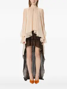 Асимметричная блузка из шифона Blumarine, бежевый