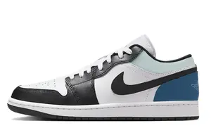 Jordan Баскетбольные кроссовки Air 1 с низким верхом, износостойкие, винтажные, мужские, сине-белые