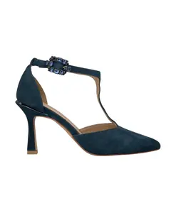 Острые туфли с пряжками, украшенными драгоценными камнями. Alma En Pena, синий