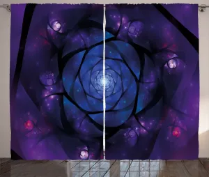 Психоделическая деревенская штора ABAKUHAUS, азиатский мистический символ, универсальные ленточные шторы для гостиной с петлями и крючками, 280 x 225 см, цвет: фиолетовый и синий Abakuhaus