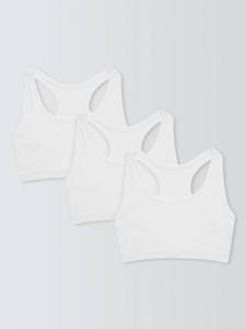 Детские спортивные топы для девочек John Lewis, Pack of 3, White