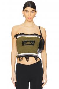 Вязаный топ-труба Ottolinger, green & white