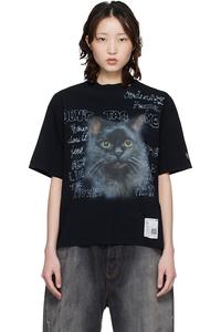 Футболка с принтом кошки Maison Mihara Yasuhiro, черный