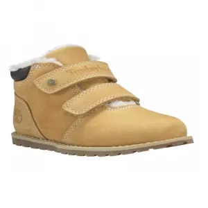 Детские ботинки Timberland Pokey Pine Hook&Loop утепленные на липучках, бежевый