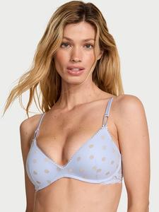 Сексуальный бюстгальтер пуш-ап с прозрачными чашечками и блестками в горошек Victoria'S Secret, mesh soft iris