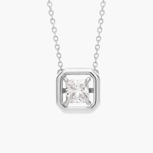 Подвеска-солитер с выращенным в лаборатории бриллиантом огранки «принцесса» из белого золота 14 карат (1/2 карата). Blue Nile