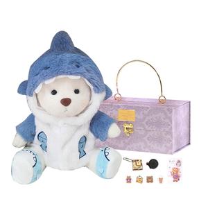 Плюшевая мишка Teddy Joint маленькая милая кукла Dolls and bears dance, One-Piece Shark Set+Premium Box+Stickers+Greeting Card+Mini Planner