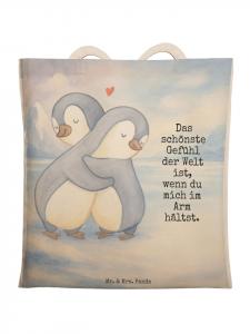 Mr. & Mrs. Panda Сумка-шоппер с изображением обнимающегося пингвина и надписью белого цвета